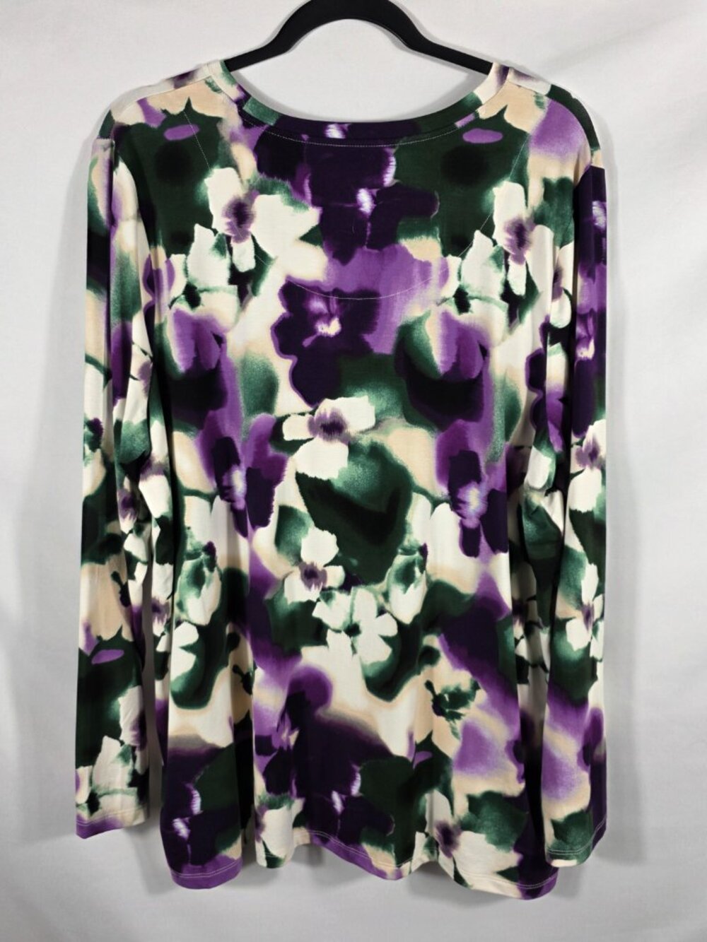 Chico's Size 4 Long Sleeve Touch of Cool Layer Tee Size XXL Purple Floral NEW - Picture 8 of 11